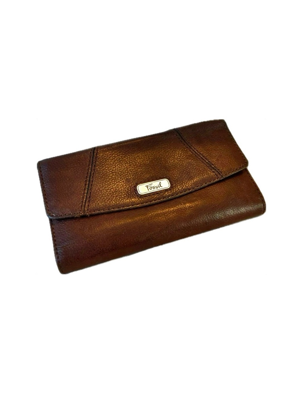 90s Grunge Minimalism Americana Workwear Paneled Leather Trifold Wallet Clutch